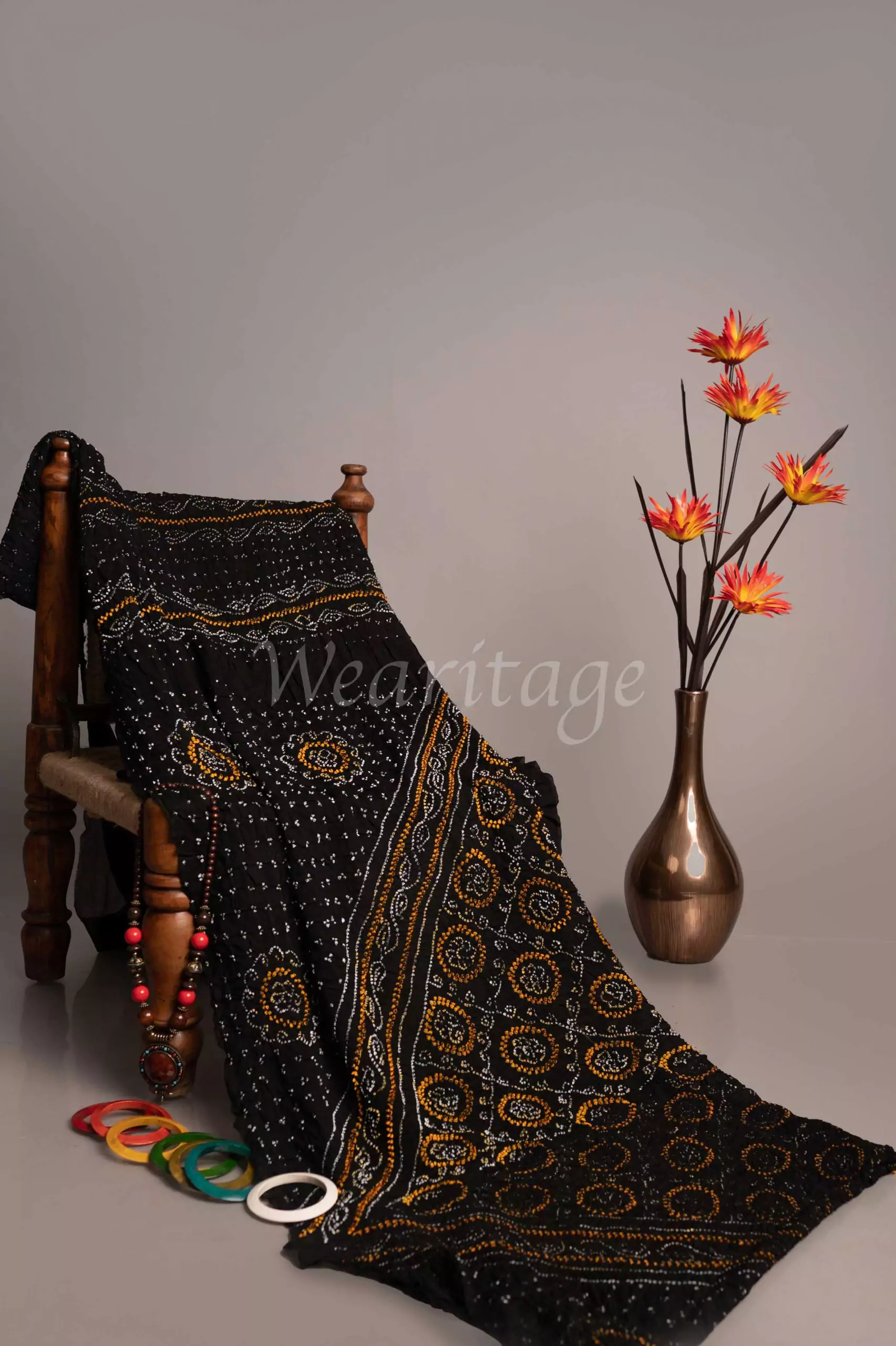 Black Jaal Bandhani Saree in Georgette – Khatri Jamnadas Bechardas