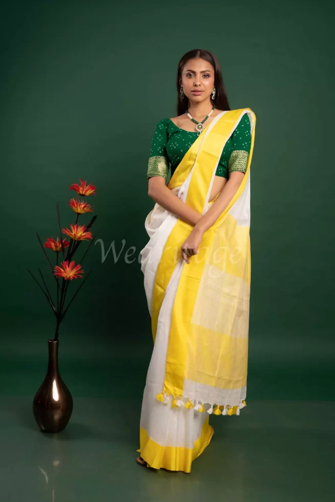Beautiful Yellow Bengal Cotton Batik Saree – Sujatra