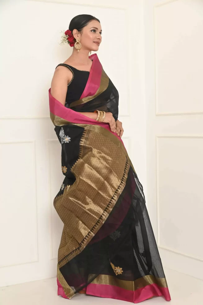 Buy Briony Black & Silver Mirror work Georgette Online - One Minute Saree –  ONE MINUTE SAREE INDIA