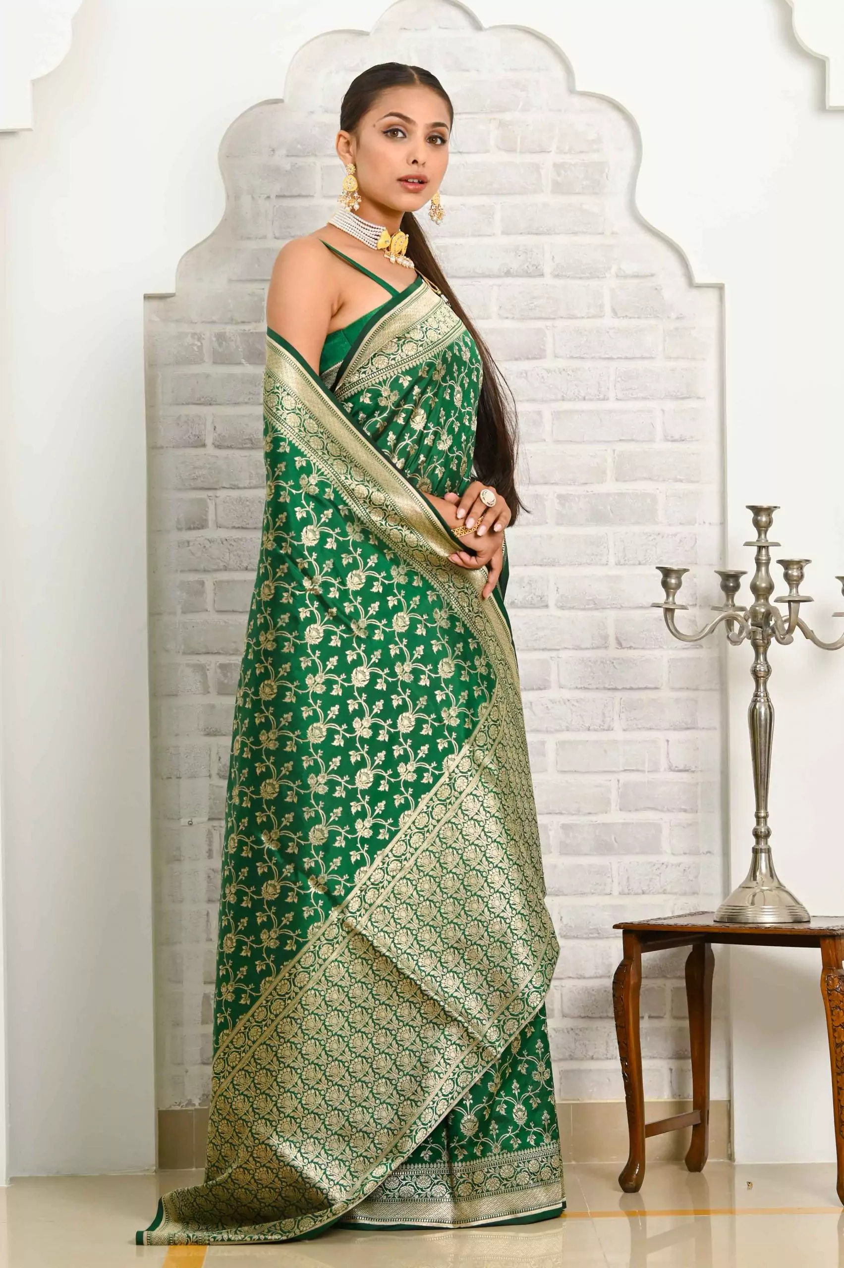 Silkmark Certified Katan Banarasi Saree With Antique Jari Weaving Work for  Wedding Wear, Party Wear Saree - Etsy