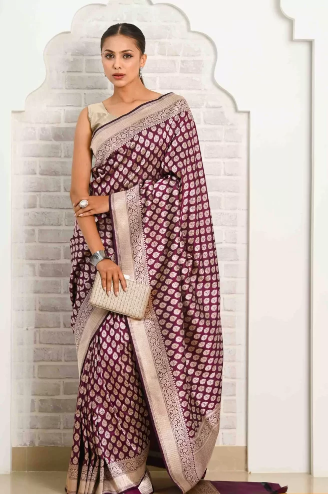 Purple Banarasi Silk Saree – Sudathi