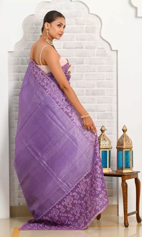 Purple Leheriya Printed Georgette Saree | Leemboodi