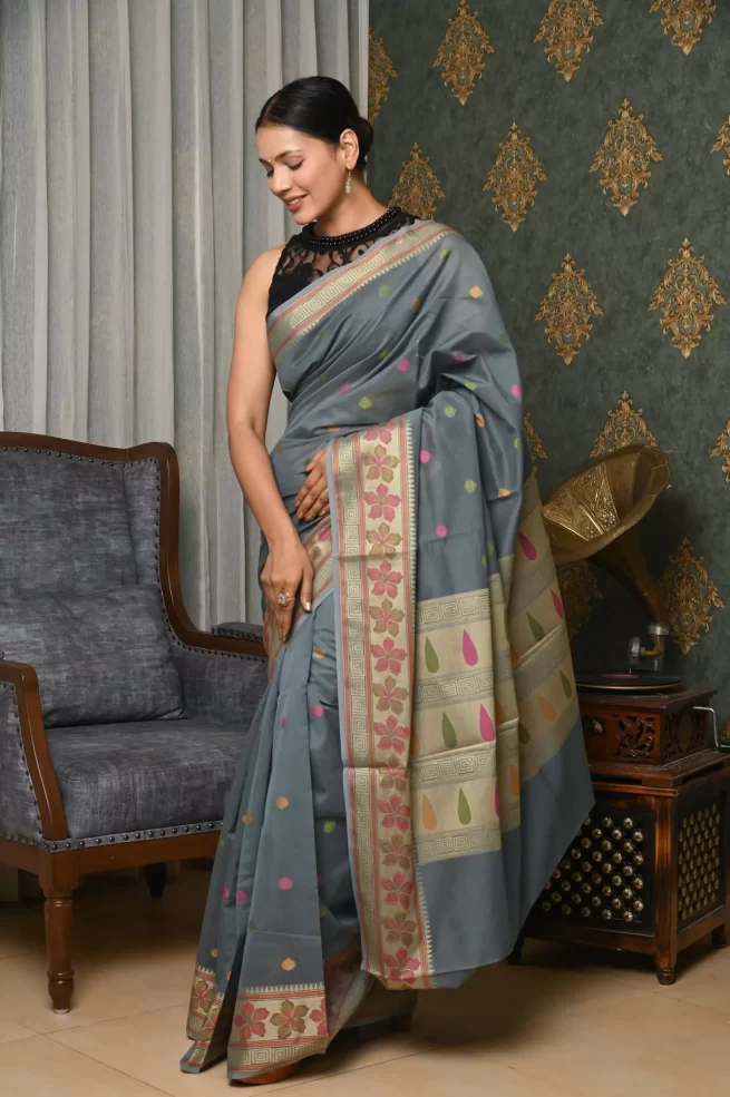 Uppada sarees | latest traditional kaddy border uppada pattu saree online  from weavers | TPUH00281