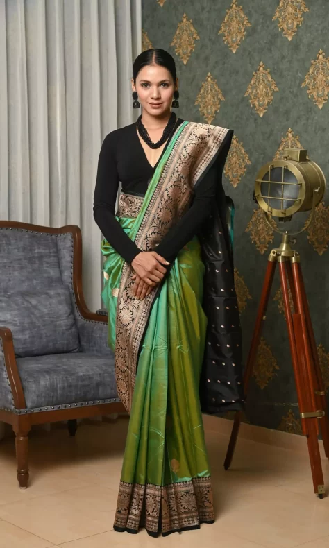 Buy Women's Designer Green Floral Saree Set | Aditi Gupta
