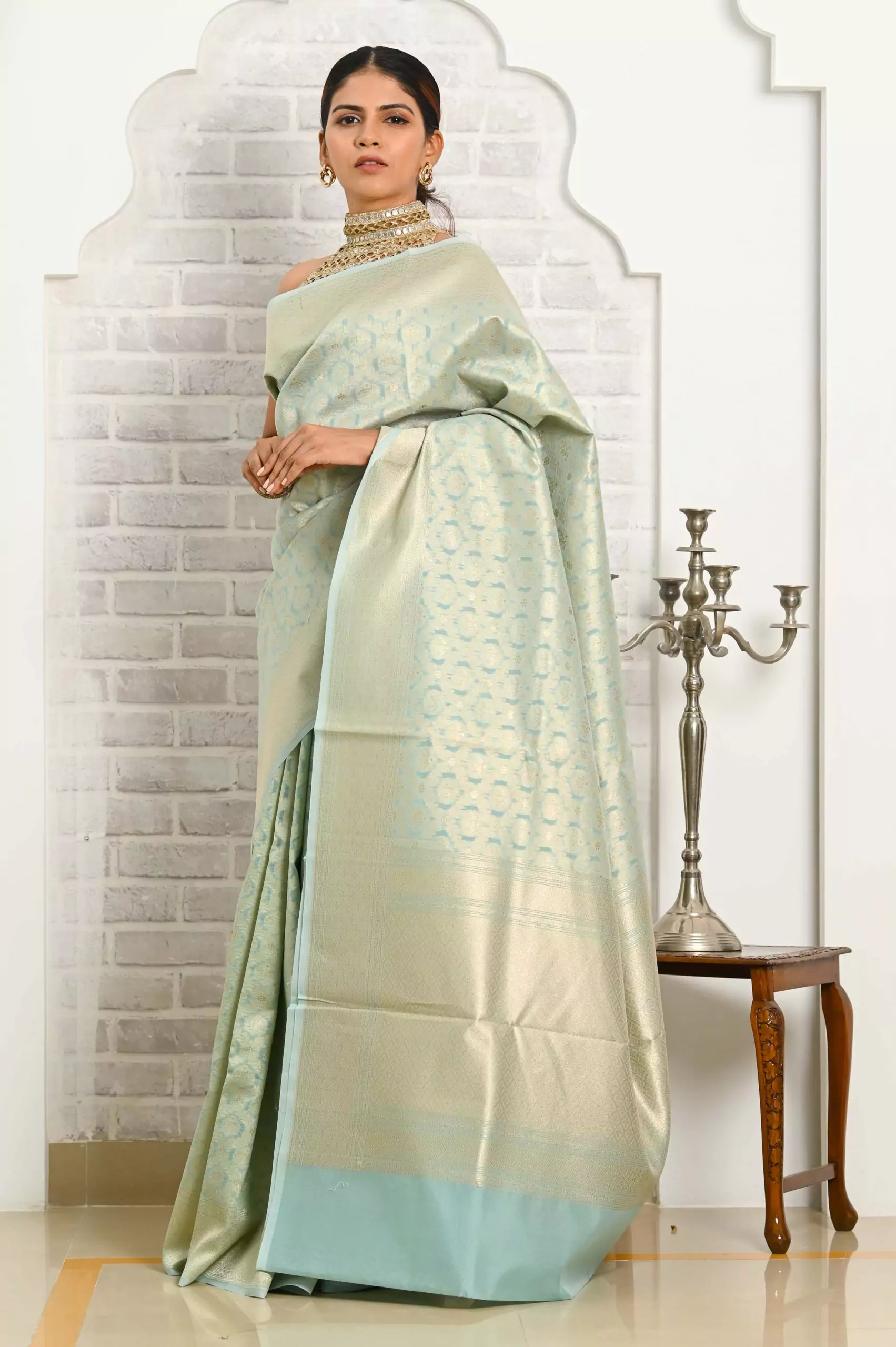 Sky blue Banarasi Silk Designer Wear collection