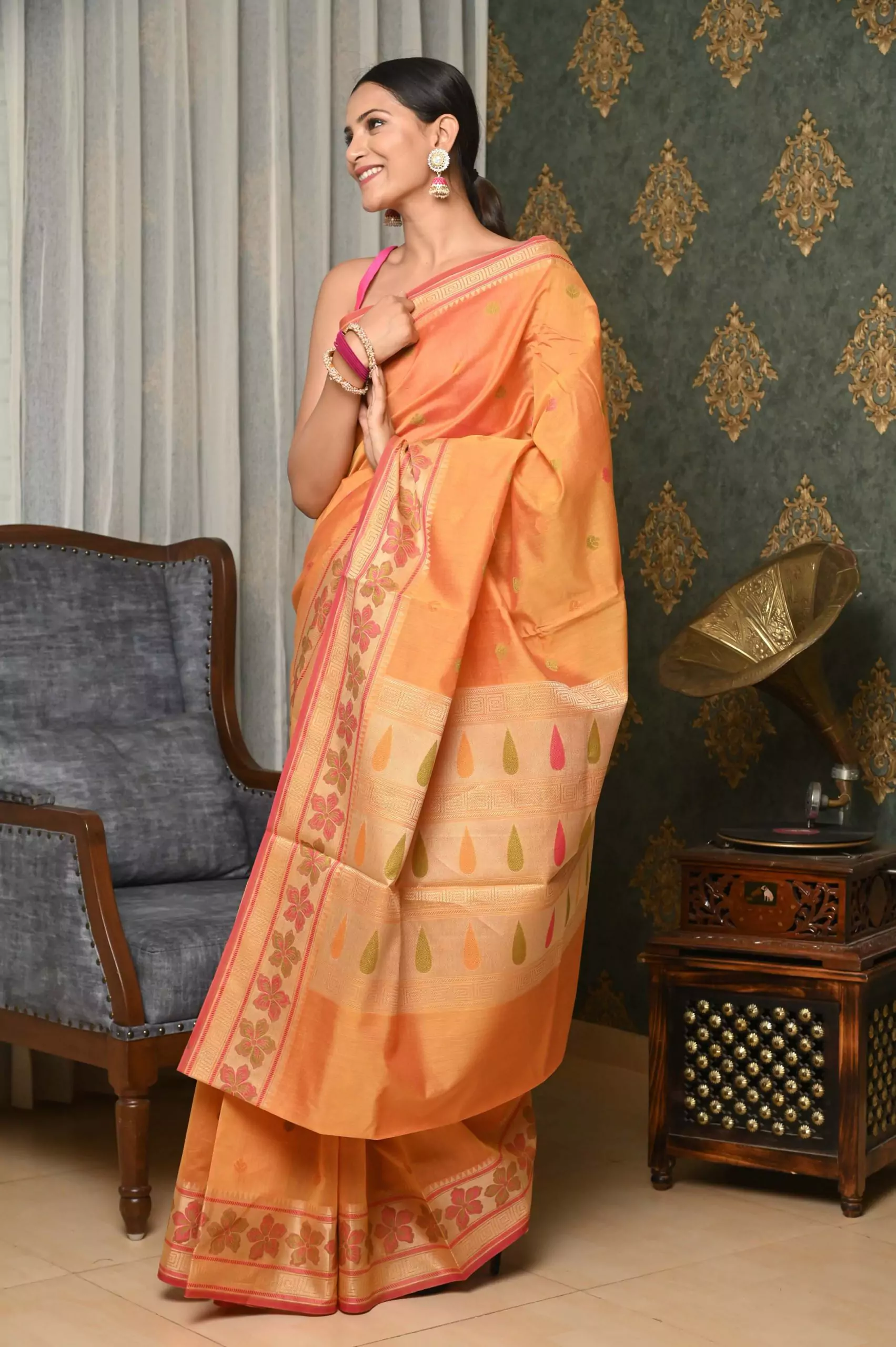 Buy Spice Orange Banarasi Saree online-KARAGIRI | FESTIVE SALE – Karagiri  Global