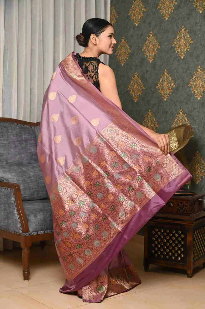 Banarasee/ Banarasi Cotton Silk Mix Resham Work Dupatta-Mauve