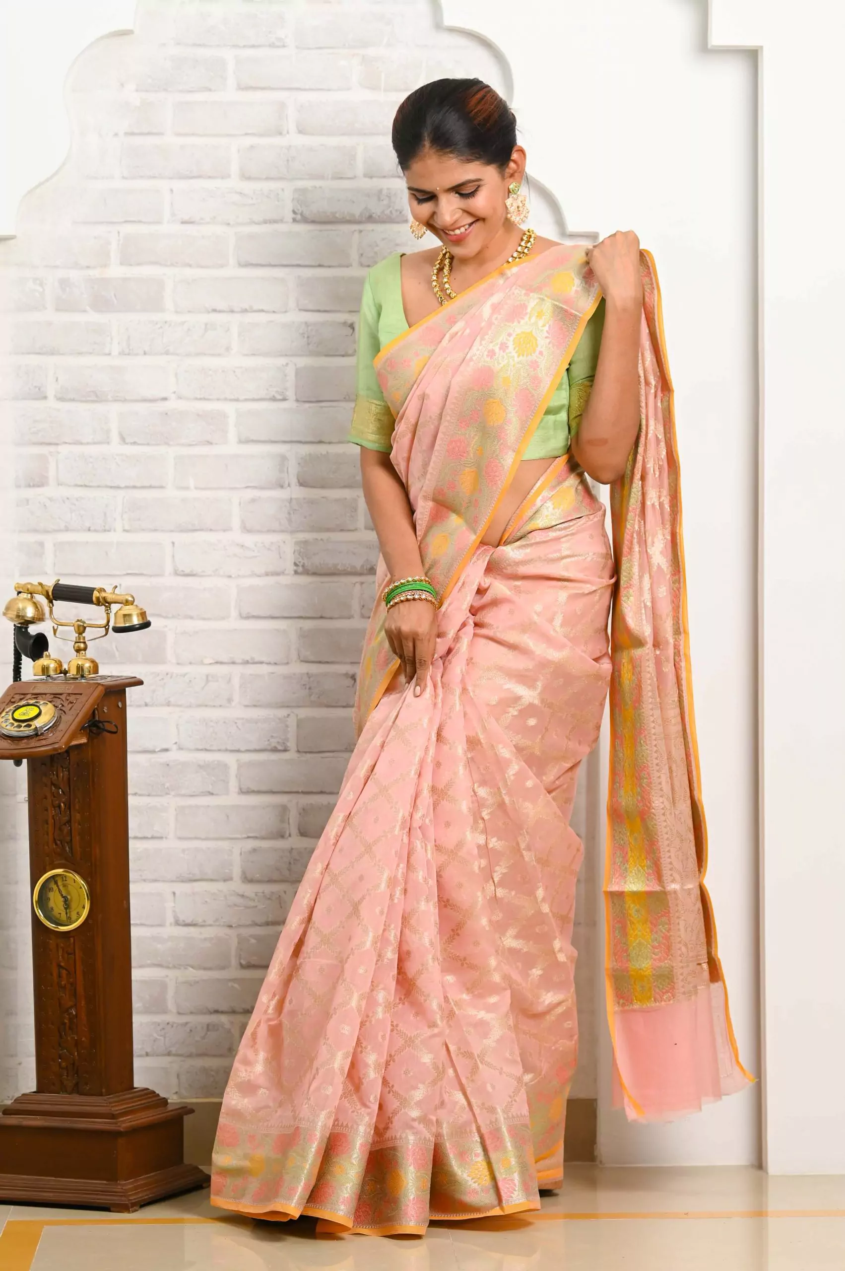 Ideal Banarasi Silk Pink Weaving Contemporary Saree