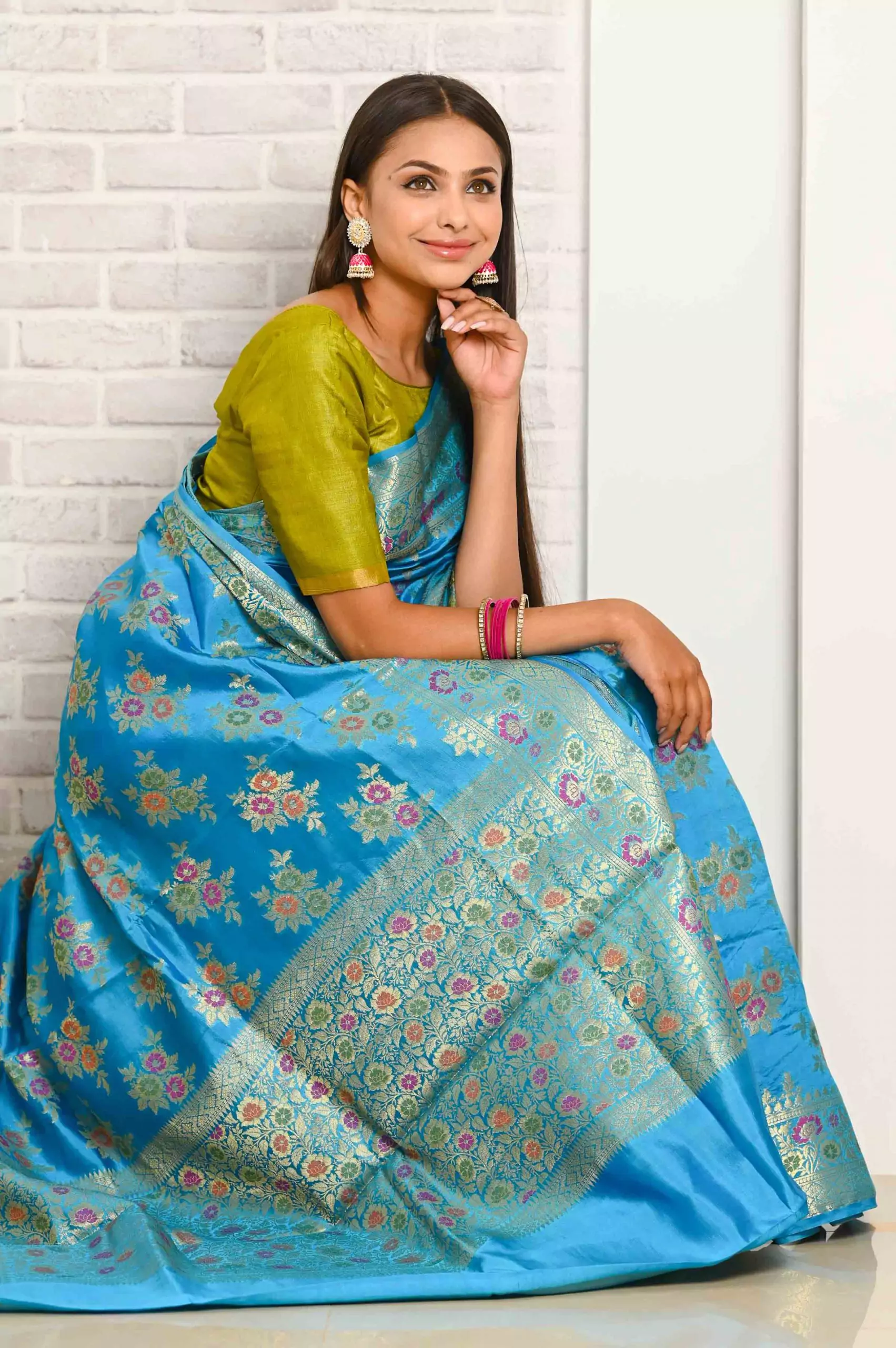 Baby Blue Banarasi Butta Silk With Zari Weaving Saree at Rs 2670.00 | Banarasi  Sarees | ID: 2850490554112