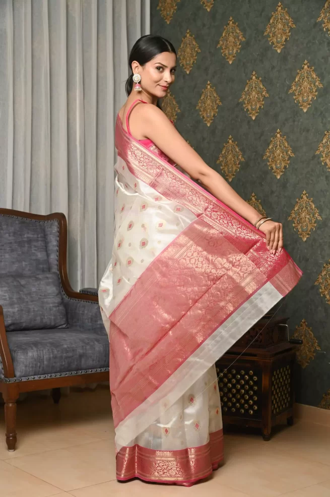 Buy Green Pure Pashmina Block Printed Chanderi Soft Silk Saree-UNM75896  Online at Unnatisilks.com|UNM75896