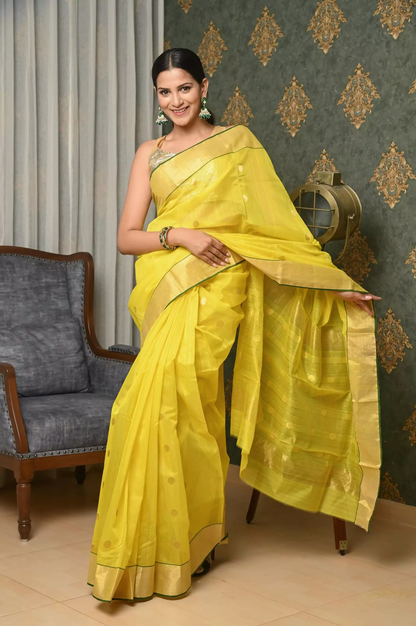 Green Jacquard Silk Saree – Beatitude